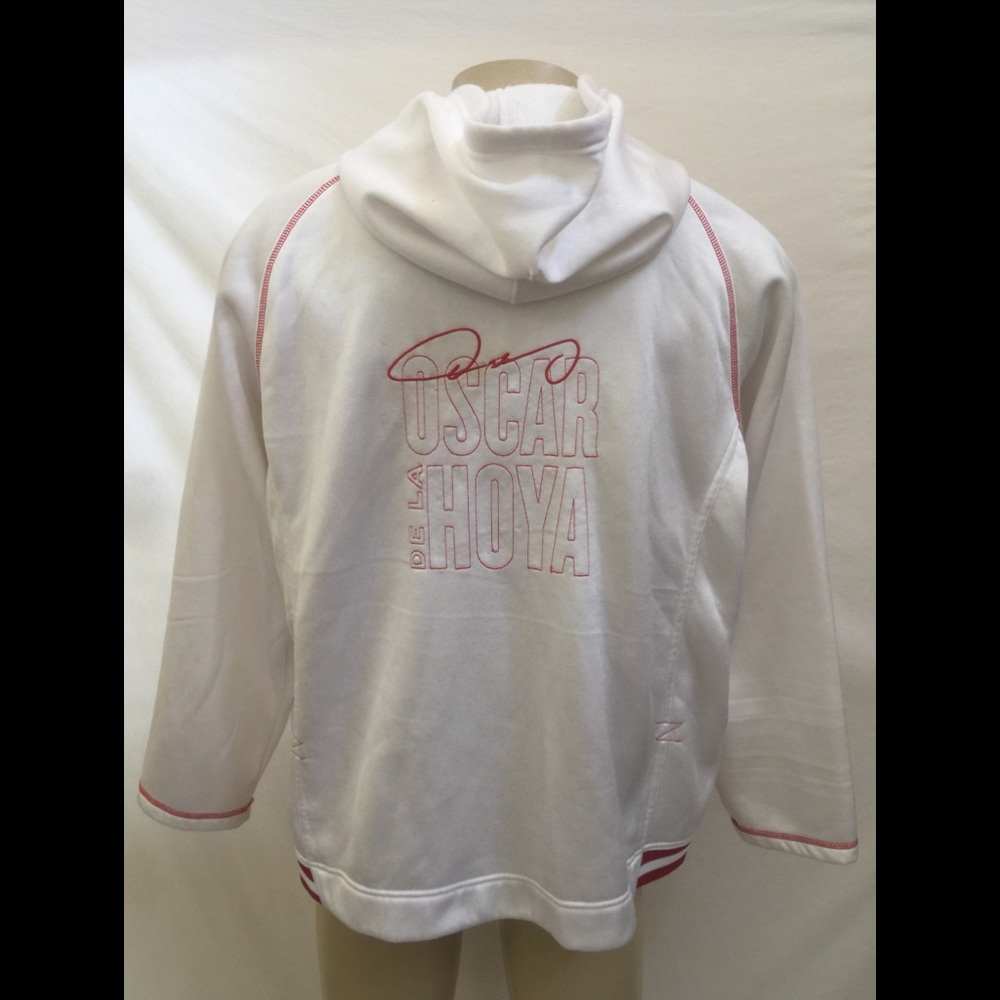 Oscar De La Hoya Size XL White/Red Full Zip Hoodie